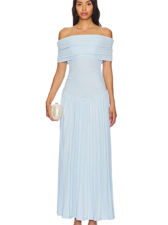 Lioness Dresses & Skirts - Lioness Field of Dreams Maxi Dress Soft Blue Off Shoulder Knit AU 8 / Small NWT